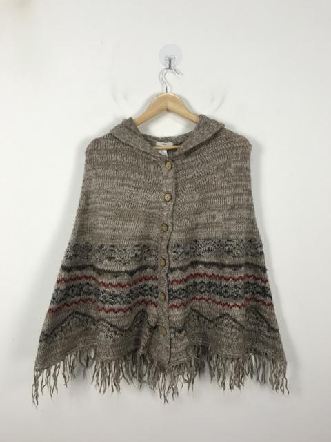 Other Designers Cloak - Lepensee Poncho Batwing Fringe Hoodie Knit Cardigan #2876