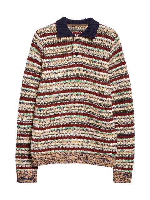 sacai Sacai Mix Knit Polo Sweater in Beige Multi at Nordstrom
