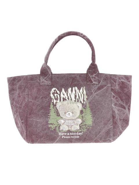 GANNI Ganni Forest Teddy Large Tote Bag Purple