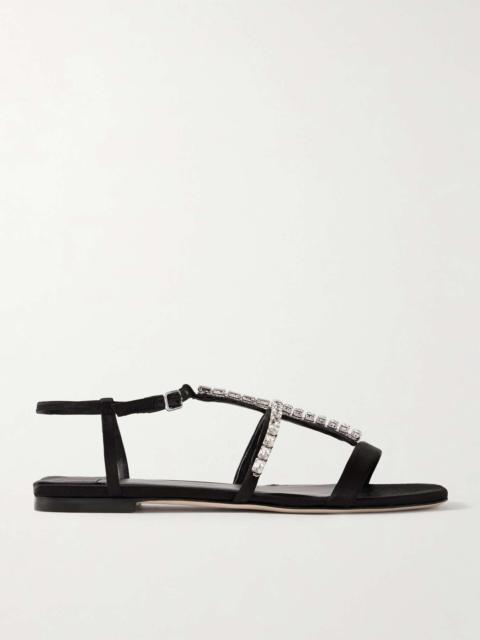 Gwyn crystal-embellished satin sandals Black