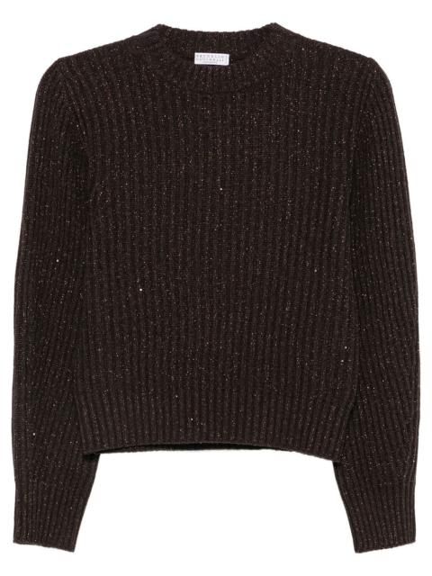 Brunello Cucinelli Brunello Cucinelli Women Sparkling & Dazzling Cashmere And Wool Ribbed Sweater