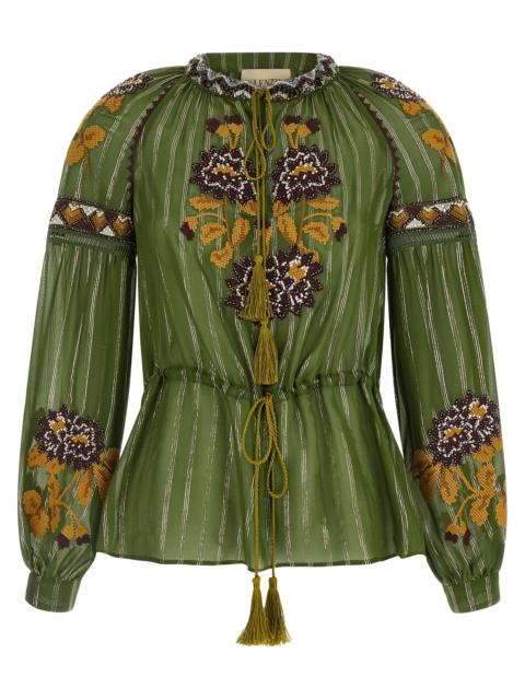 Valentino Valentino Garavani Women Valentino Garavani Embroidered Lurex Silk Shirt