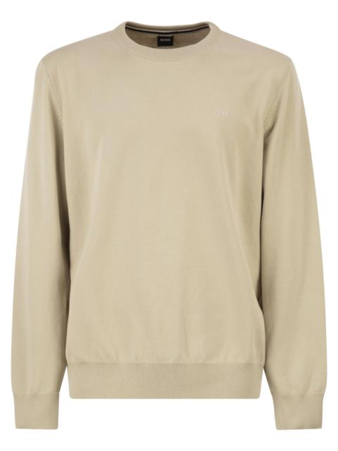BOSS Boss Men Cotton Crew Neck Sweater With Embroidered Logo