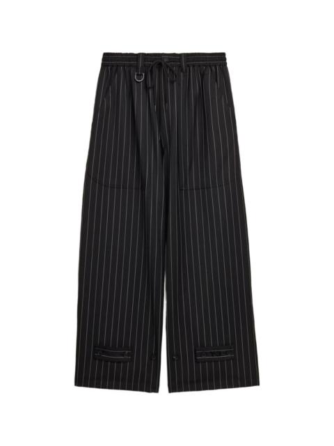 Y-3 PINSTRIPE DRAWSTRING TROUSERS