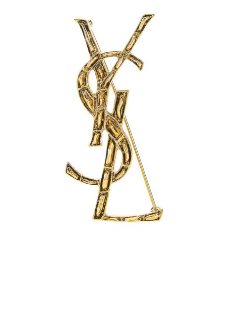 SAINT LAURENT Textured Crocodile YSL Brooch