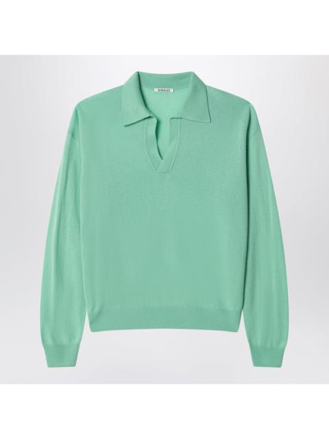 AURALEE Auralee Mint Green Cashmere And Silk Skipper Polo Men