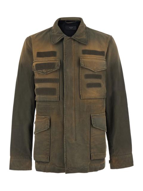 AMIRI Amiri Men 'M65' Green Jacket With Military Design And Embroidered Logo On The Front In Cotton For Me