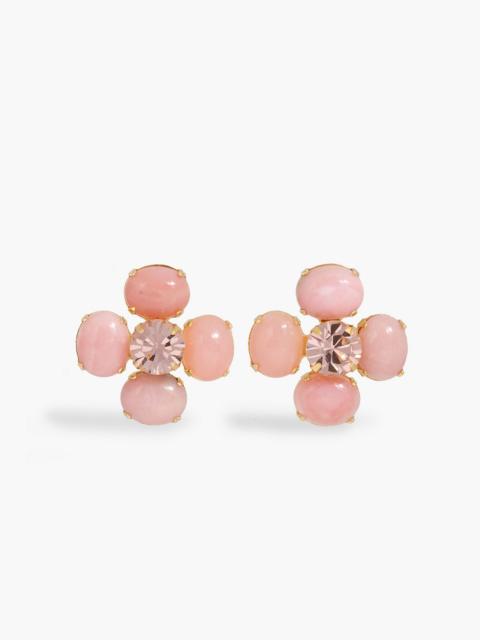 Jennifer Behr Quinn gold-tone, pink opal and crystal earrings