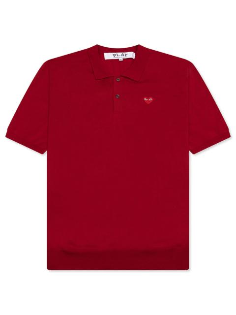 Comme des Garçons PLAY RED EMBLEM S/S POLO NECK - RED