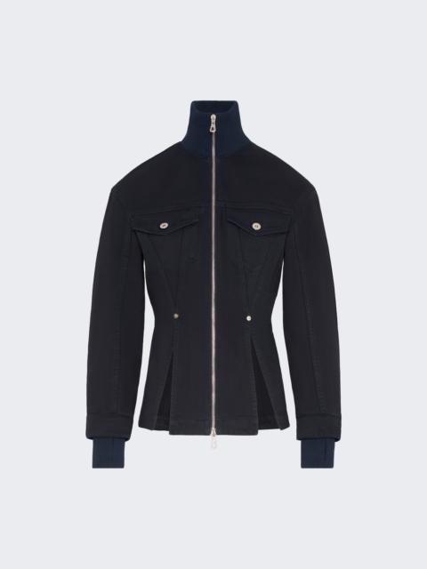 Jean Paul Gaultier Overdyed Denim Jacket With Slits Navy