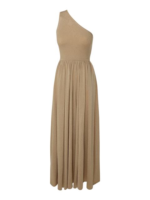 Zimmermann Crush Asymmetric Metallic Crepe Maxi Dress gold