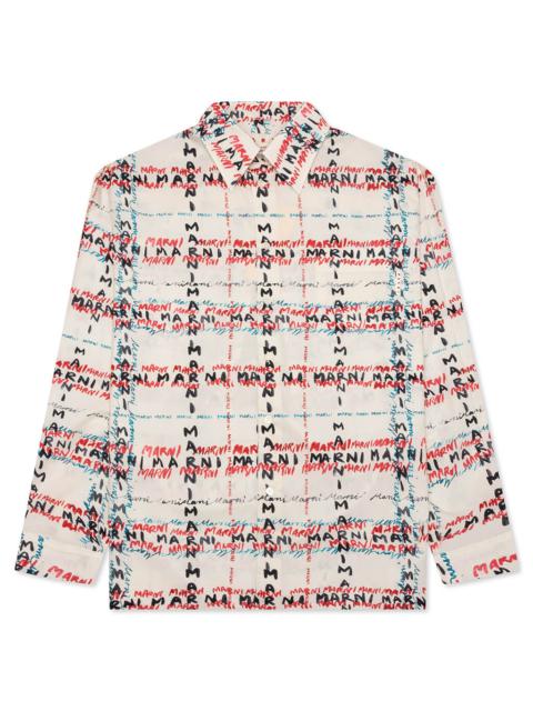 Marni MARNI CROSSROADS PRINT POPLIN SHIRT - ANTIQUE WHITE