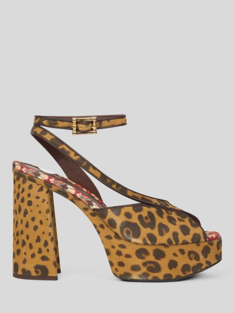 Etro SUEDE PLATFORM SANDALS WITH ANIMAL MOTIF