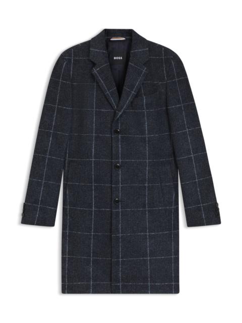 BOSS SLIM-FIT COAT WITH PLAIN CHECK