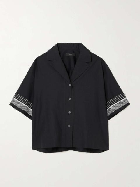 Leopold embroidered cotton-blend blouse Black