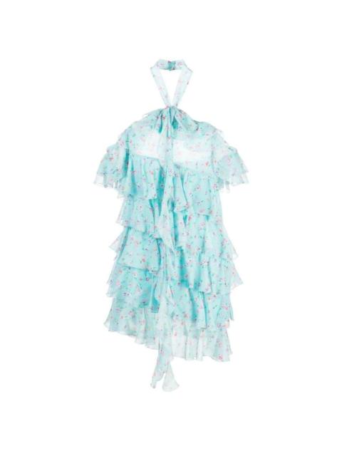 Alessandra Rich Violet Silk Georgette Mini Dress