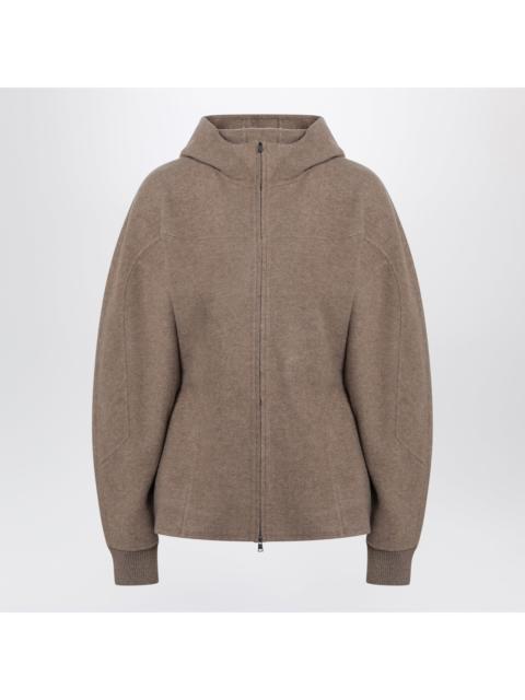 Max Mara Max Mara Brown Hooded Sweatshirt In Wool And Cashmere Women