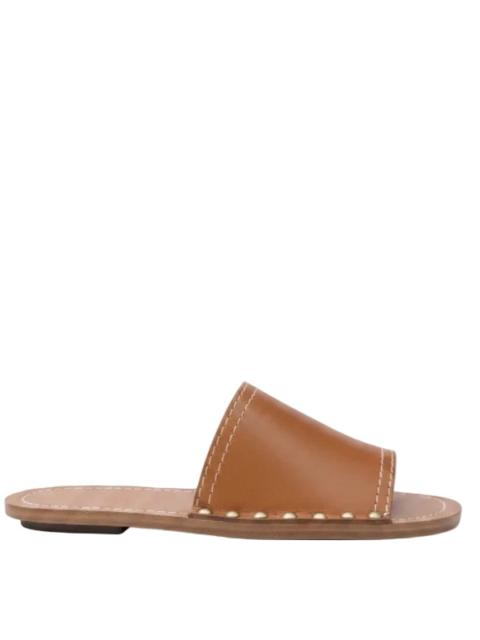 TOTEME Studded Leather Slides in Tan