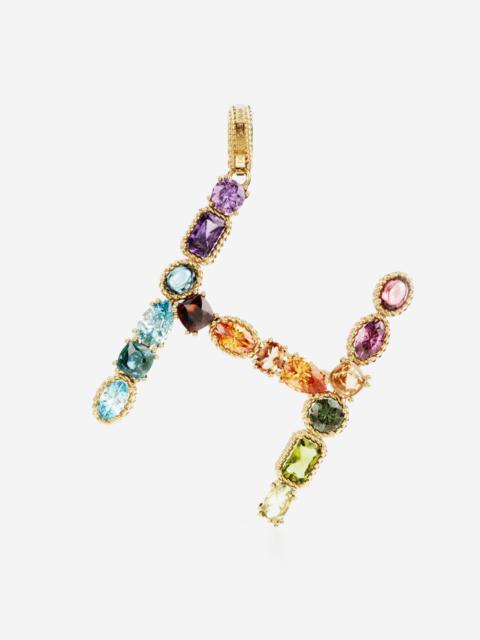 Dolce & Gabbana Charm H Lettering 18-carat yellow gold and multicolored gems