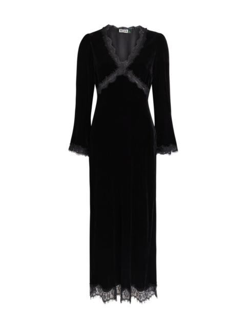 RIXO Rixo Alessi Lace-trim Velvet Midi Dress