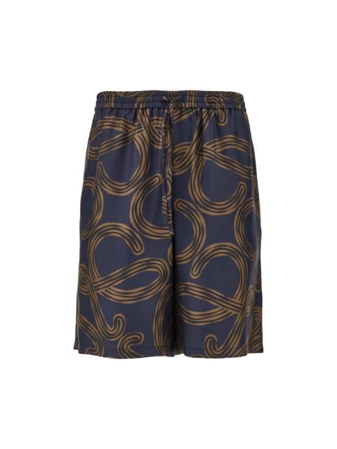 Loewe Loewe Anagram Print Silk Shorts Blue Men