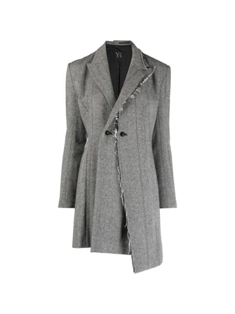 Y's asymmetric herringbone double-breasted blazer