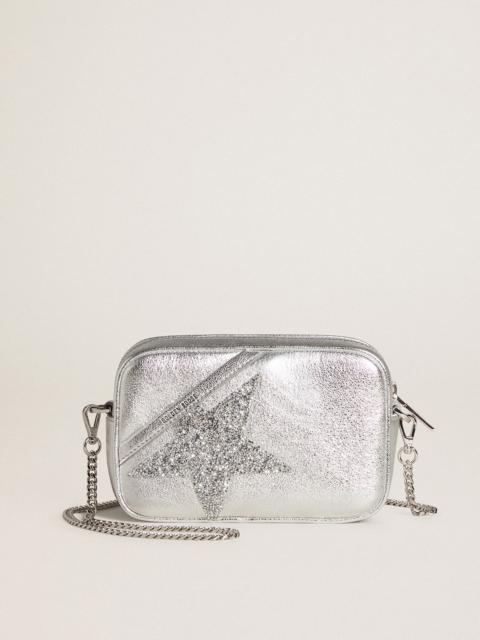 Mini Star Bag in silver metallic leather with Swarovski crystal star