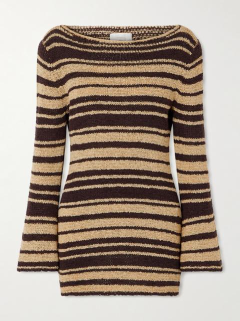 FAITHFULL Mica Striped Cotton-blend Mini Dress