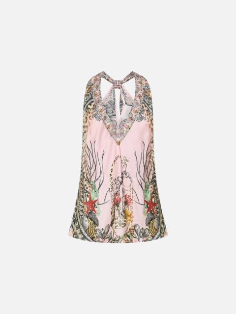 CAMILLA V NECK TOP WITH KNOT BACK