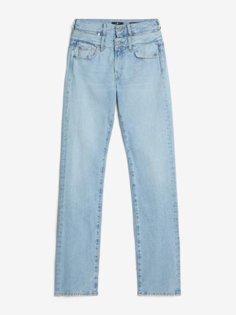 7 For All Mankind Double Waist Trouser in Bleach