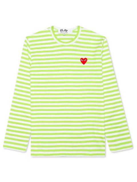 Comme des Garçons PLAY COMME DES GARCONS PLAY PASTELLE WOMEN'S STRIPED L/S SHIRT - GREEN