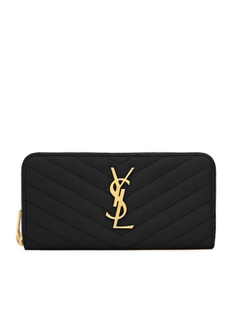 SAINT LAURENT Saint Laurent Women Cassandre Matelassé Zip Wallet In Grain De Poudre Embossed Leather