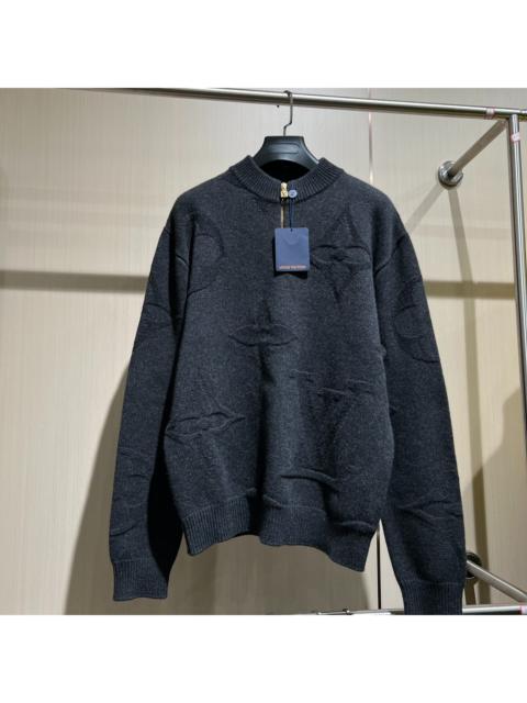 Louis Vuitton Louis Vuitton LV Dark Grey Jacquard Half-Zip Sweater