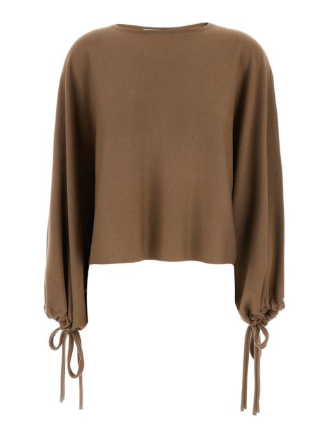 Max Mara Max Mara Women 'Frais' Brown Crewneck Sweater With Cuffs With Ties In Wool Woman