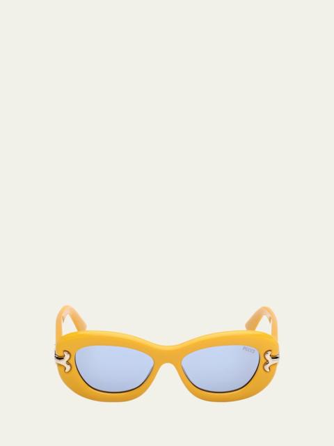 PUCCI Filigree Acetate Round Sunglasses