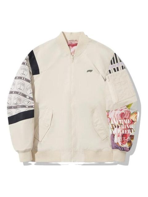 Li-Ning Li-Ning x PLEASURES Graphic Bomber Jacket 'Beige' AJDT753-2