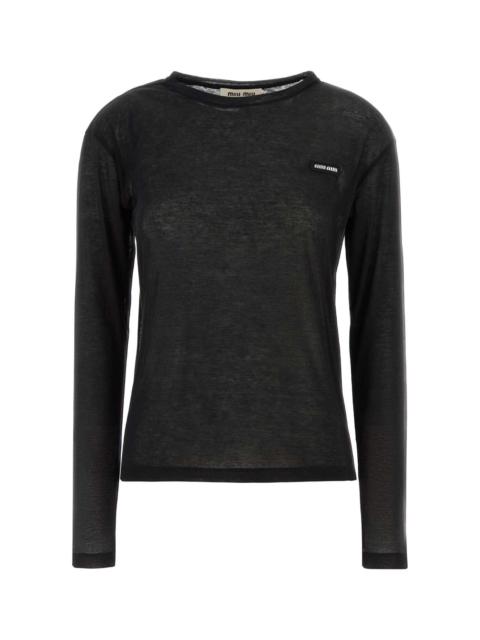 Miu Miu Miu Miu Women Black Cotton T-Shirt