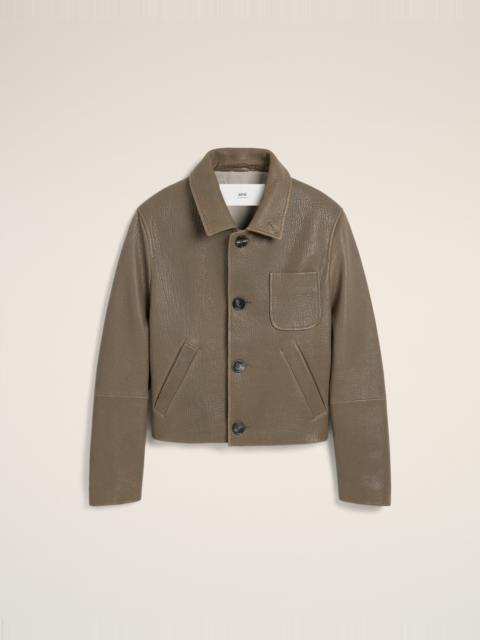AMI Paris TAUPE LEATHER BUTTONED JACKET
