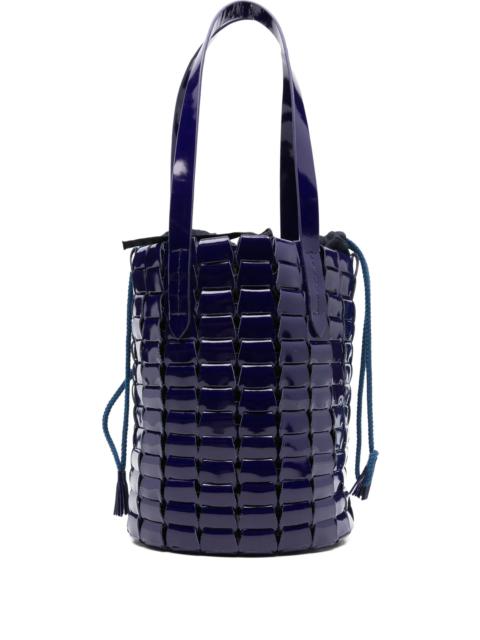 DRAGON DIFFUSION Dragon Diffusion Patent Leather Woven Bucket Bag
