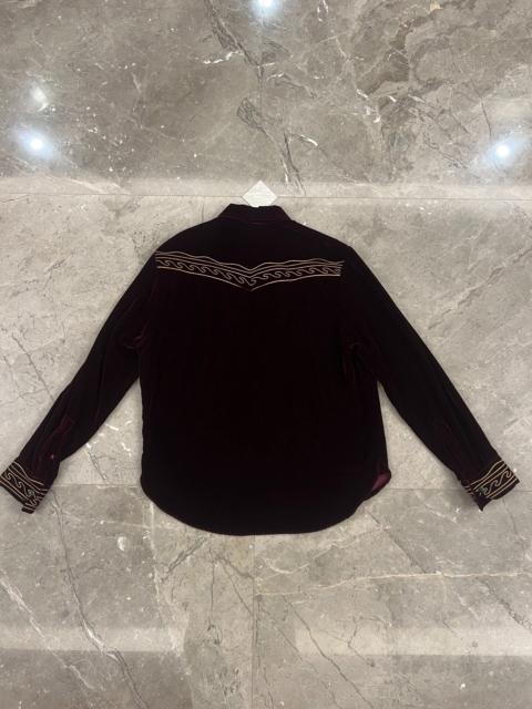 SAINT LAURENT Saint Laurent red velvet shirt With Gold Embroidery