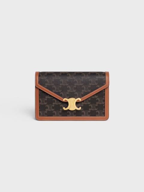 CELINE WALLET ON CHAIN MARGO in TRIOMPHE CANVAS and calfskin