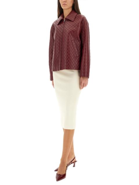 GUCCI Gucci Women Oversized Leather Jacket With Embossed Gg