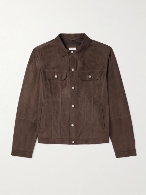 Brunello Cucinelli Suede Trucker Jacket Brown