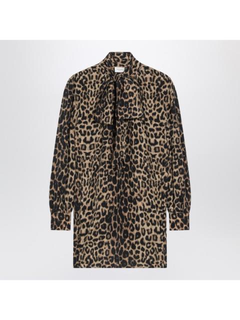 SAINT LAURENT Saint Laurent Leopard-Print Silk Mini Dress Women