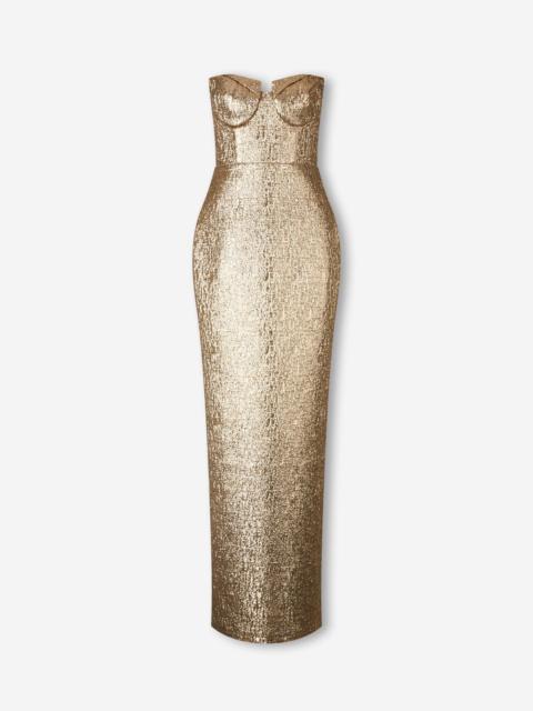 ROLAND MOURET JACQUARD MAXI DRESS