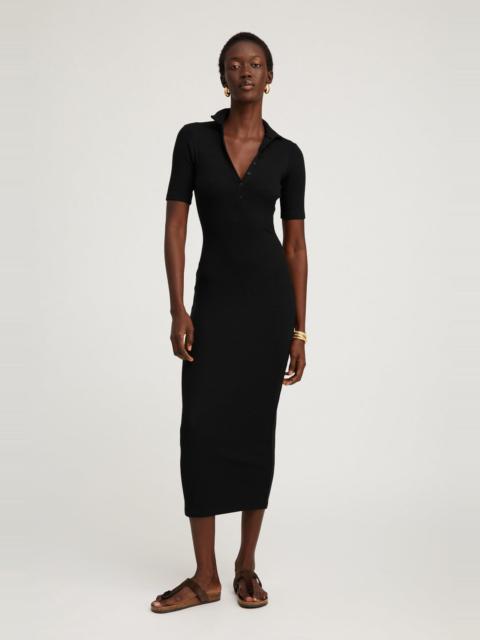 SPRWMN BLACK RIB POLO MAXI DRESS