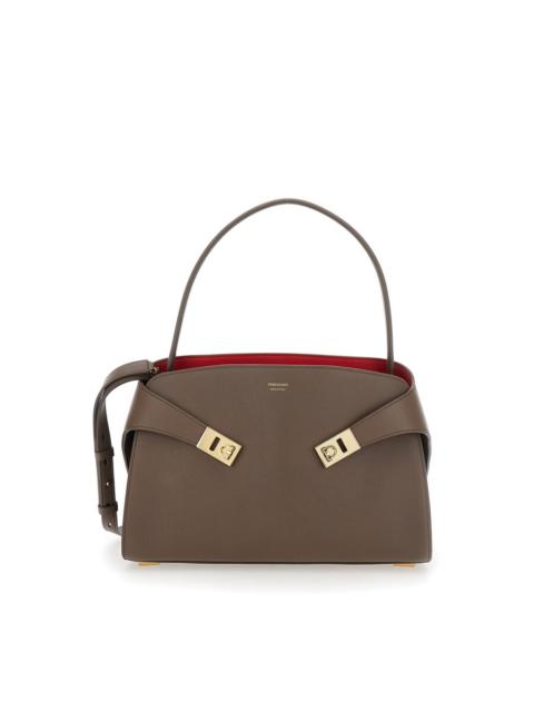 FERRAGAMO Ferragamo Hug Grey Shoulder Bag With Logo