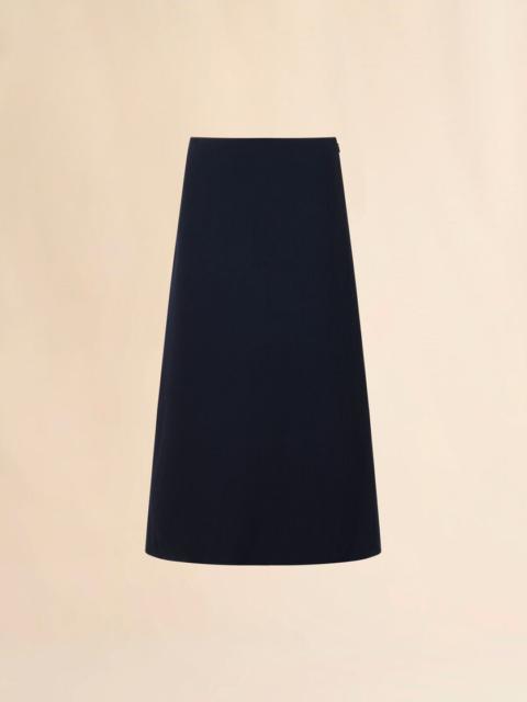 Marni DEEP BLUE WOOL CRÊPE A-LINE SKIRT