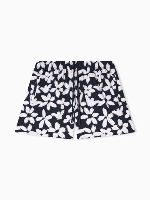 EMPORIO ARMANI FLOWER EAGLE PATTERNED SWIM SHORTS