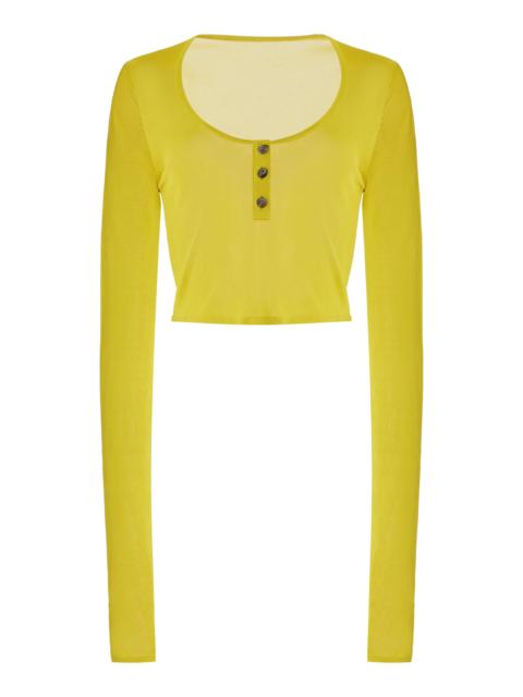 BRANDON MAXWELL The Wylder Cropped Henley Top yellow